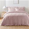 Appletree Set copripiumino con volant - Super King (260 x 220 cm) - viola lavanda - 100% cotone - biancheria da letto con 2 federe - lilla
