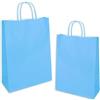 Generico 25 PZ Busta Shopper in CARTA VARI COLORI formato 24+10 altezza 31cm | 25 buste colorate prodotto versatile e sostenibile resistente e durevole (Azzurro)
