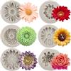 MYPRACS Set di 6 stampi in silicone a forma di fiore di crisantemo, margherite, cioccolato, caramelle, decorazioni per torte, topper per cupcake, pasta di gomma polimerica