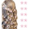 Ruzister 10 mini fermagli per capelli con fiori rosa e strass, graziosi fermagli per capelli, forcine decorative, fermagli per capelli da sposa