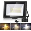 wowspeed 50W Faretto LED da Esterno, 5000LM Faro LED Esterno con Spina, Faretti LED Dimmerabile 3000K/4500K/6500K IP65 Impermeabile Faretti LED Esterno Per Giardino Cortile Corridoio Garage