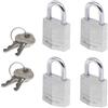 Master Lock 9120EURQNOPCC Mini Lucchetto, Chiave, Set di 4, Pacco Famiglia, Ottimo per valigia e armadietto, Argento/Alluminio, Piccolo