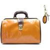 DD Firenze D&D - Borsa medico Minimal con Tracolla e Portachiavi in pelle abbinato - Made in Italy (Giallo-Marrone)