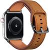 youmaofa Compatibile con Cinturino Apple Watch 40mm 38mm 41mm, Cinturino di Ricambio in Vera Pelle Premium Texture per iWatch SE/Serie 8 7 6 5 4 3 2 1, 38mm/40mm/41mm, Giallo-Marrone Glassato/Nero