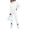 ORANDESIGNE Completo Donna Sportivo Due Pezzi Tuta Completa Elegante Invernale Felpa e Pantaloni Tutto Set Jogging Fitness Ginnastica Sportivi Completi Abbigliamento Completino A Bianca M