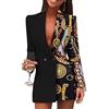 ORANDESIGNE Vestito Donna Elegante Cerimonia Corto Blazer Mini Abito Manica Lunga Abiti Scollo V Doppio Petto Partito Gli Abiti da Cocktail Casual Dress Doppio Petto a 06 M