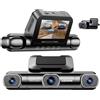 KANDUO Dash Cam a 4 canali per auto, telecamere anteriori interne laterali e posteriori, visione notturna IR 2K + 1080P x 3 DVR per auto, controllo vocale eMMC da 128 GB, GPS logger 5G WiFi APP 360 gradi