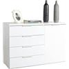 Composad | Cassettiera della Linea MUNDI con 4 Cassetti e 1 Anta, Cassettiera Bianca Camera da Letto, (LxAxP) 120x82,60x44,40 cm, Colore Bianco laccato, Made in Italy