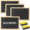 IXYHKB 4 Pezzi Lavagna Nera da Gesso con Cornice in Legno, Lavagna Gesso con 2 Gomma in Spugna, Set di Lavagne Piccole, Lavagne in Ardesia Formato A4 per Bambini, Buffet, Matrimonio, Festa, Scuola