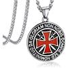 Bandmax Collana Uomo con Cavalieri Templari Croce, Argento Rotondo Collana Uomo Acciaio Ciondolo con Croce di Gerusalemme, Gioielli Religiosi per Cristiani