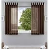 Gardinenbox 61000CN - Set di 2 tende trasparenti in voile con passanti e chiusura a cordoncino, altezza 175 x larghezza 140 cm, colore marrone