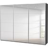 Rauch Möbel Caracas Armadio con Ante scorrevoli, Legno ingegnerizzato, Piastra di serraggio, Metallo Grigio con 3 Porte a Specchio, 271x210x62