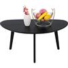 PHOENANCEE Tavolino basso ovale, tavolino da caffè moderno metà secolo, tavolo centrale per soggiorno, gambe da tavolo in rovere massello, 85CM(Nero)
