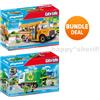 Playmobil Two City Life Set 70983 Scuolabus e 71234 Camion Riciclato NUOVO IM...