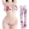 SINROYEE Carino Micro Bikini Giapponese Anime Reggiseno e Panty Set Cosplay Perizoma Bikini Lolita Cartoon Pictures - rosso - Taglia Unica