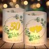 BOYATONG 12 portacandele da tavolo per matrimonio d'oro, decorazione per matrimonio d'oro, verde eucalipto, 50 anni, regalo di matrimonio, 50° anniversario di matrimonio, decorazione da tavolo per nozze d'oro,