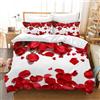 HZVRTN Set da letto 3D Rosso con copripiumino e 2 federe in microfibra - Motivo creativo a rose - per adulti e bambini (rose pendenti, 220 x 240 cm)