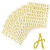 Dokeno 640 Pezzi 8 Fogli Lettera Vinile Autoadesivo, Adesivo di Alfabeto e Numeri Glitter Adesivi Numeri Alfabeto Decal per Cappellini Laurea Segno Porta Affari Decorazioni Regalo (Oro)