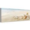 Best for Home Tela montata su telaio, quadro da parete, motivo panorama (spiaggia bianca) sul mare, con conchiglie, stelle marine e lumache, 120 x 40 cm Qualità di bestforhome.