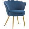 IlGruppone Poltrona Conchiglia Camera da Letto in Velluto Design Moderno, Sedia Classica con Gambe in Metallo Placcato Oro - Poltroncina per Salotto con Seduta Morbida Imbottita Modello Maddina - Blu
