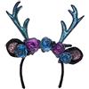 Boland Tiara Dark Deer 50028 - Cerchietto per capelli a forma di renna con glitter, per adulti, corna con fiori e orecchie, copricapo, carnevale, festa a tema
