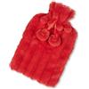 EASY HOME Borsa dell' Acqua Calda, Boule dell'Acqua Calda, 2 L, 32x12 cm, Morbida Copertura in Pellicciotto, Caldo e Soffice Peluche (Rosso)