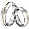 Homxi Anello Incisione,Anello Coppia Acciaio Inossidabile Oro Argento Anello con Rotondo 6MM Zirconia Cubica Bianca Fedine per Coppie Donna 12(52mm) + Uomo 22(62mm)