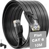 MEIPEK Cavo Ethernet 10 Metri, Cat 6 Cavo Lan Piatto Cavo Internet ad Alta Velocità 1000mbit/s Gigabit Cavo di Rete Rj45 UTP Cavo Patch Nero 10m per Router Modem