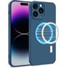 MyGadget Cover [ MagSafe ] per Apple iPhone 14 Pro Max - Custodia in Silicone Morbido a Doppio Strato - Case con Protezione Fotocamera & Fodera Interna - Blu Scuro