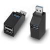 HATMINI Hub USB a 3 porte, adattatore di espansione USB maschio a femmina 2 pezzi splitter da 90 gradi 1 porta USB 3.0 e 2 porte USB 2.0 Dati per il collegamento di disco rigido (2 USB A)
