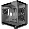 MUSETEX Case PC ATX, 3 ventole preinstallate da 120 mm, supporto ruota da 360 mm, alloggiamento in vetro temperato a 270° Full-View con alloggiamento per computer Type-C, case Mid Tower ATX, nero, Y6