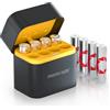 PHOTOOLEX 8PCS 1,5V AA Lithium Batterie Ricaricabili con Caricabatterie, 3600mWh ad alta capacità 1.5V Alta tensione di potenza Batterie AA con scatola di Ricarica & stoccaggio in Uno per Flash