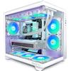 MUSETEX Case PC ATX, 6 ventole PWM ARGB preinstallate, supporto RAD 360MM, gioco Type-C 270° full view vetro temperato Mid Tower Pure White ATX Computer Case, Y6