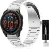 SeNool QuickFit 22mm Cinturino per Garmin Fenix 9/9 Pro/Solar/8/8 Pro(47mm) | per Garmin Fenix E 47mm/7 Pro/7/6 Pro/6/5/Quatix 8 47mm/Descent G2, Elegante Inossidabile Metallo Cinturini, Argento