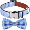 Rhea Rose Collare per cani con papillon per ragazza o ragazzo, regalo morbido e resistente, papillon blu scozzese scozzese, medio