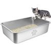 PTLOM Lettiera per gatti in acciaio inossidabile, grande lettiera per gatti in metallo, antispruzzo, inodore e antiaderente, adatta per grandi e piccoli, conigli, zampa di Tabby, 60x40x15cm