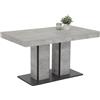 Hela Tische, Rose - Tavolo a colonna per sala da pranzo, prodotto in legno derivato rivestito in melamina, effetto cemento, 2 gambe a colonna e piastra base, allungabile, 140-180 x 80 cm