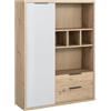 Composad | Libreria della Linea VELATA con 1 Anta, 2 Cassetti e 5 Vani, Mobile Contenitore, Archivio, (LxAxP) 109,9x145,4x35,3 cm, Rovere Oak Mielato e Grigio Laccato, Made in Italy