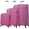 Totto - Set valigie morbide - Travel Lite - Colore viola - Tre dimensioni di valigie - Ruote 360 - Sicurezza TSA - Fodera in poliestere