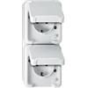 Schneider Electric Merten, Doppia presa elettrica Schuko, montaggio verticale, con protezione anti-contatto, Aquastar, Grigio, MEG2328-8029