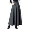 KIJSKKOPO Gonna A Ruota Plissettata Invernale da Donna in Misto Lana, Blu Navy, Vita Alta, Lunga, Svasata, con Tasca, Casual, Elegante, da Festa, per Tutti I Giorni, da Ufficio, Grigio XL