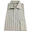 GUY ROVER Camicia Uomo Righe Ecru/Celeste/Bordeaux 100% Cotone Made in Italy (39-15 1/2)