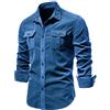 ZPLMIDE Camicia da uomo in velluto a coste, taglie forti camicia casual da lavoro slim fit tinta unita manica lunga top