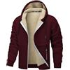 Cexiakong Felpa da uomo in pile, con cappuccio, invernale, in pile ispessito, foderata, a maniche lunghe, con tasche, giacca cargo Sherpa Fleece Trucker, Colore: rosso, L