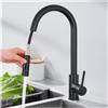 MIDINGCHAI Rubinetto da cucina nero con doccetta estraibile, ad alta pressione con due tipi di getto d'acqua, girevole a 360°, rubinetto da cucina in acciaio inox, miscelatore da cucina