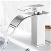 Minnhua Rubinetto Bagno Lavabo Miscelatore Lavabo Bagno Rubinetto per Lavabo a Cascata Rubinetto Lavabo con Altezza del Beccuccio di 110 MM Miscelatore Monocomando con Finitura Cromata Argenteo
