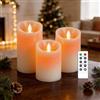 AnnSpa 3 Sets Candela LED Senza Fiamma a Batteria con Telecomando, Cera Vera Mossa tremolante stoppino Sfarfallio Ambra Candele gialla per Regalo e Campeggio Decorazione (Bianco)