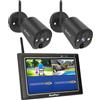 SecuFirst Kit Telecamere Videosorveglianza Esterno, con Monitor Touch Screen da 7 +2X Telecamere senza fili da esterno,2K Baby Monitor, funziona senza Wi-Fi, 64 GB di memoria.