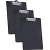 Acrimet Confezione da 3 Cartelline Formato Lettera A4 (34 x 24 cm) con Clip a Basso Profilo e Righelli Laterali, Plastica Resistente per Ufficio, Scuola, Uso Domestico - Colore Nero