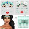 DPKOW Tatuaggio del Viso Principessa Jasmine Costume Signore Donne Tatuaggi Temporanei Carnevale Costume Party Accessori, Glitter Pietre Viso Principessa Jasmine Tatuaggio del Viso Make-up Carnevale